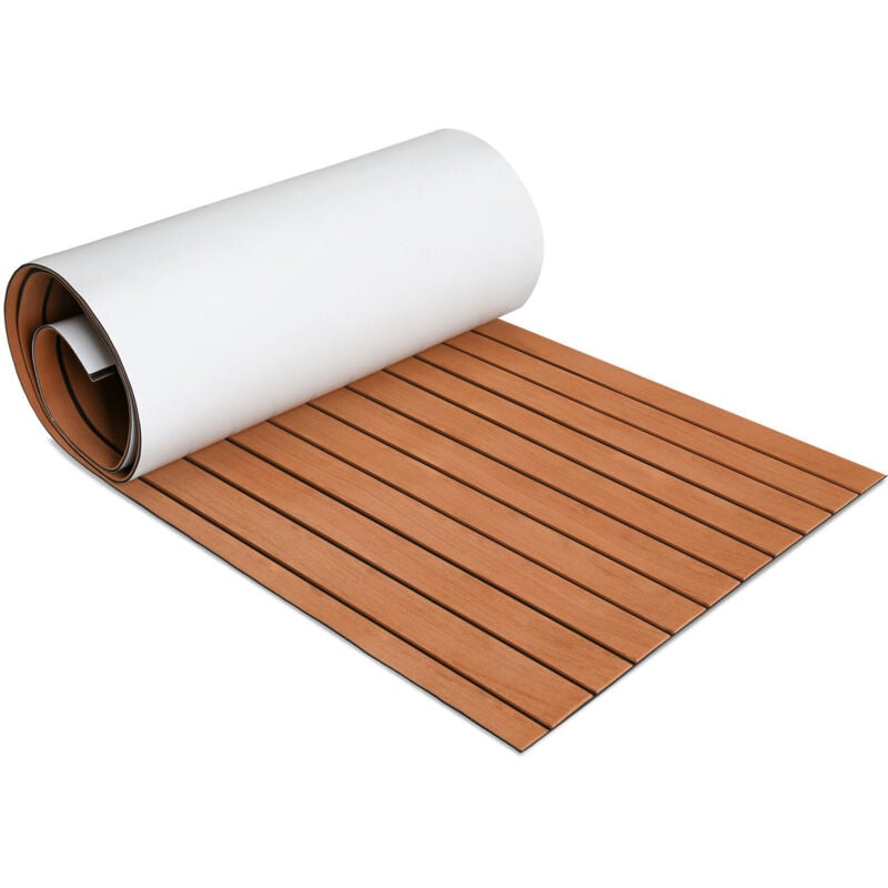 foto del prodotto swanew tappetino per ponte in eva tappetino per barca in schiuma tappetino per ponte in teak finta barca 1x strisce 2400x900x5mm marrone