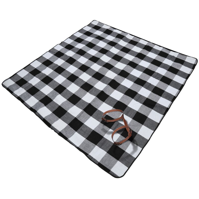 foto del prodotto swanew tappeto da picnic coperta da campeggio tovaglia da picnic impermeabile maniglia isolante 200x200cm tappeto nero copertura spiaggia