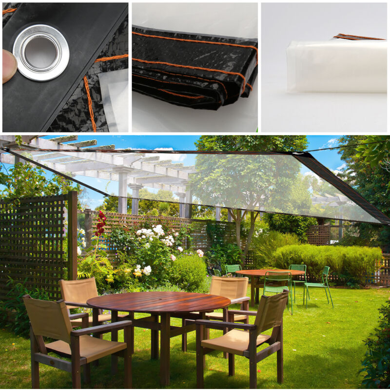 foto del prodotto swanew telone impermeabile trasparente con occhielli. telo trasparente resistente alle intemperie. tenda da balcone in plastica 2x4m