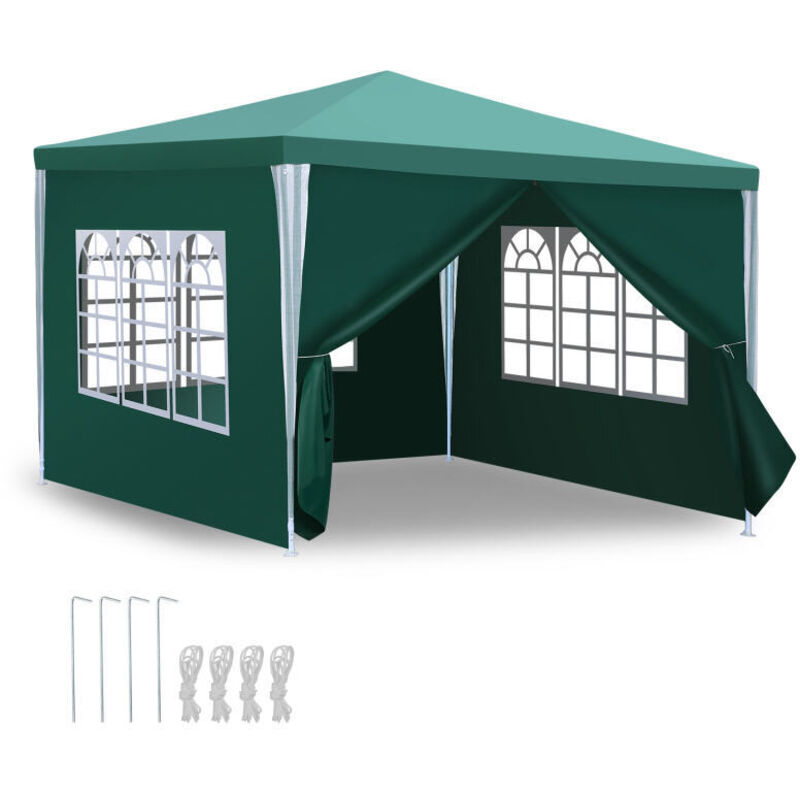 foto del prodotto swanew tenda da festa pergolato da giardino tenda pieghevole protezione uv per il giardino, il campeggio con pannelli laterali 3x3m verde