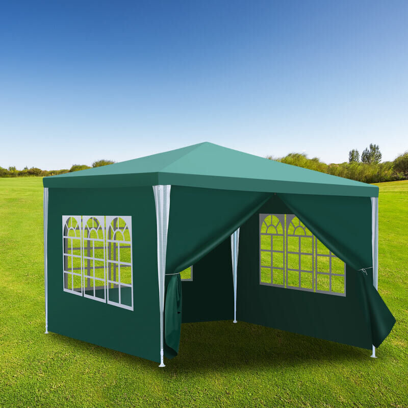 foto del prodotto swanew tenda da festa pergolato da giardino tenda pieghevole protezione uv per il giardino, il campeggio con pannelli laterali 3x3m verde
