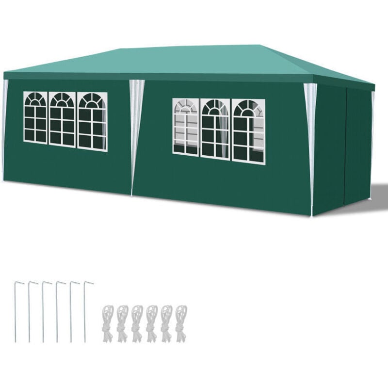 foto del prodotto swanew tenda da festa pergolato da giardino tenda pieghevole protezione uv per il giardino, il campeggio con pannelli laterali 3x6m verde