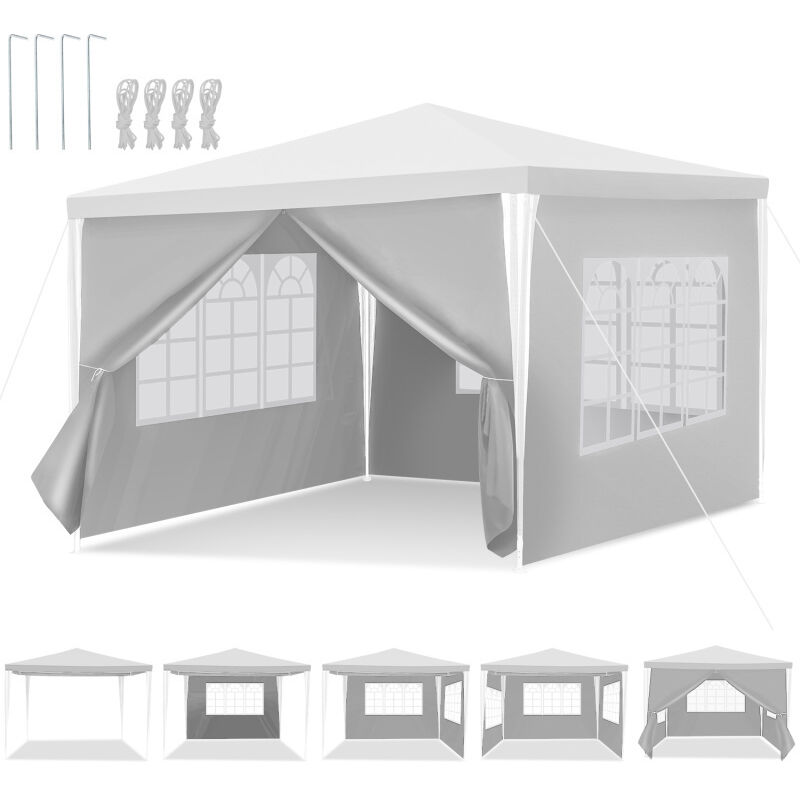 foto del prodotto swanew tenda da giardino per feste con pareti laterali 3x3m bianco
