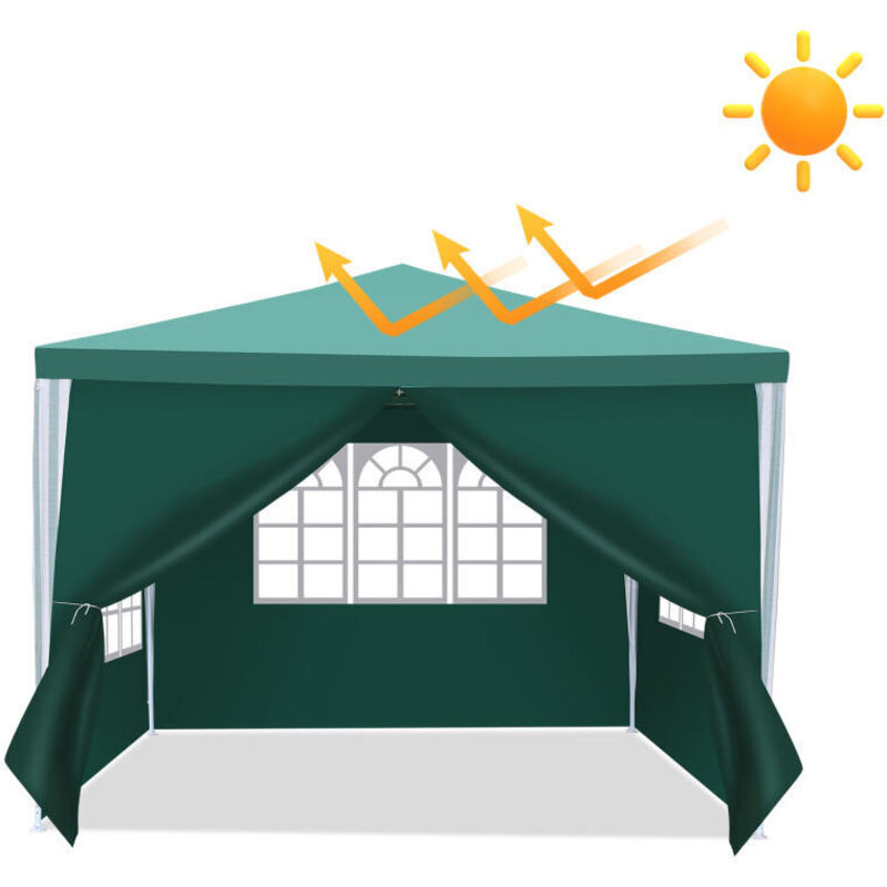 foto del prodotto swanew tenda da giardino per feste con pareti laterali 3x3m verde