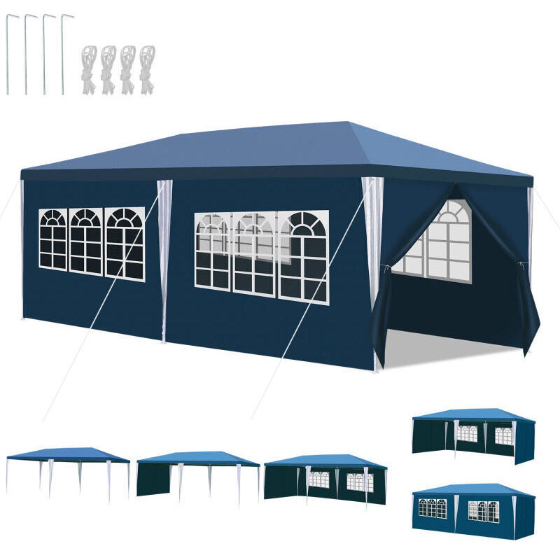 foto del prodotto swanew tenda da giardino per feste con pareti laterali 3x6m blu