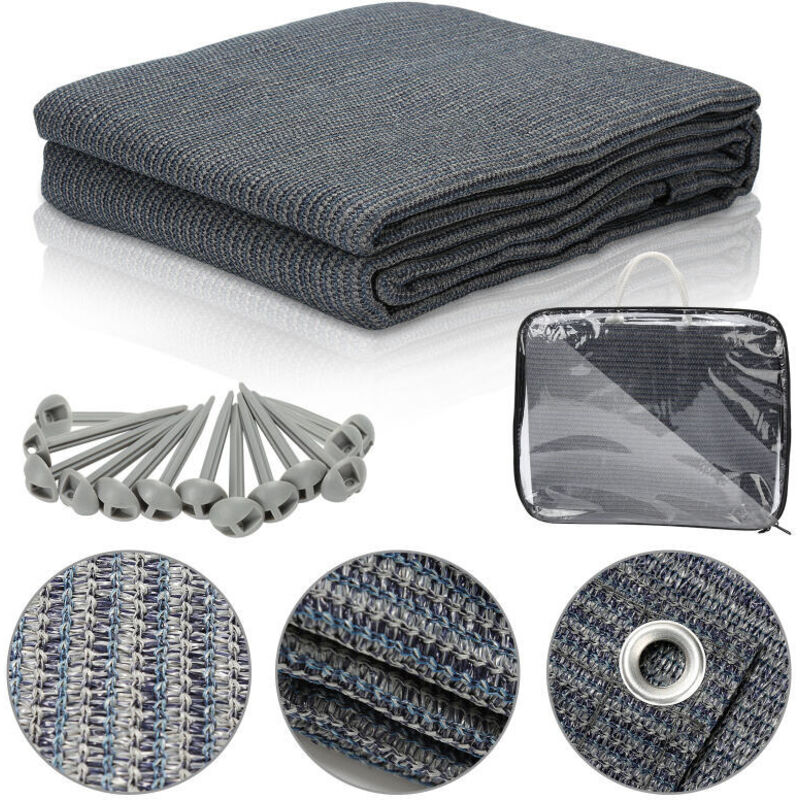 foto del prodotto swanew tenda da sole impermeabile tappeto campeggio tenda terra all aperto telone picnic copertura caravan grigio 250x400cm