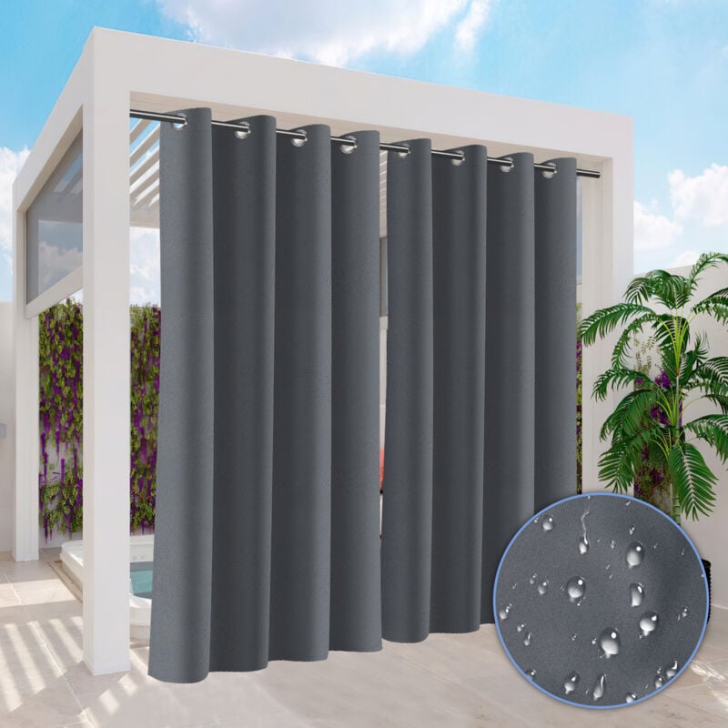 foto del prodotto swanew tenda per esterni tenda oscurante con occhielli opaca per il giardino e il balcone 132 x 244cm grigio scuro 1 pannello