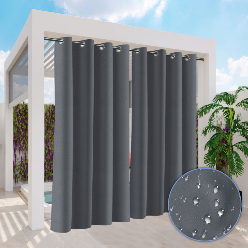 foto del prodotto swanew tenda per esterni tenda oscurante con occhielli opaca per il giardino e il balcone 132 x 274cm grigio scuro 1 pannello