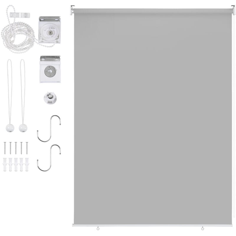 foto del prodotto swanew tenda verticale tenda da esterno per balcone tenda a rullo schermo retrattile da esterno protezione solare 100x240cm grigio