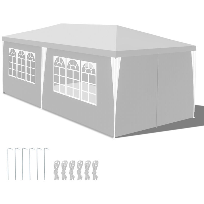 foto del prodotto swanew tendone o pergolato tenda per feste con pannelli laterali rimovibili grandi finestre tenda per feste campeggio bianco 3x6m