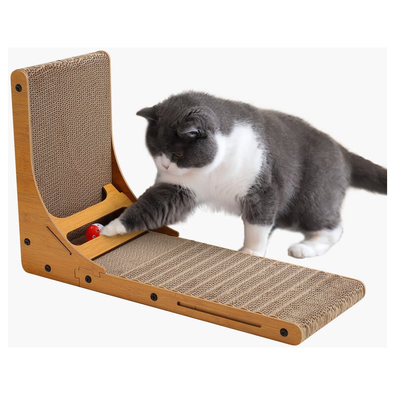 foto del prodotto swanew tiragraffi per gatti tiragraffi per gatti a forma di l con giochi per gatti