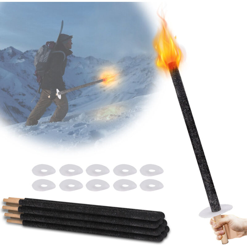 foto del prodotto swanew torce torcia di cera con manico lungo protezione della mano torce da giardino set 10 pezzi tempo di combustione 45 min