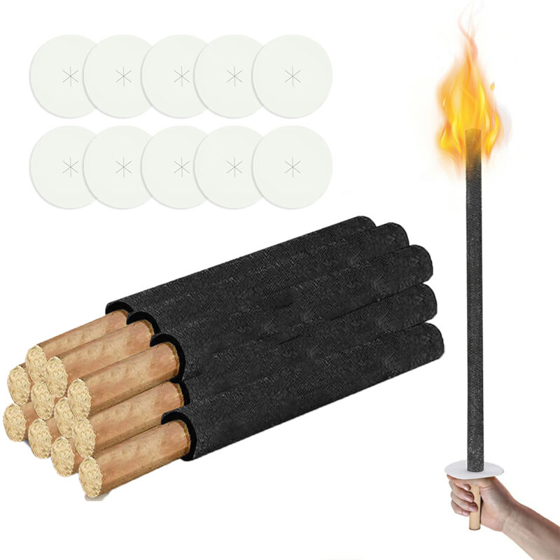 foto del prodotto swanew torce torcia di cera con manico lungo protezione della mano torce da giardino set 10 pezzi tempo di combustione 90 min