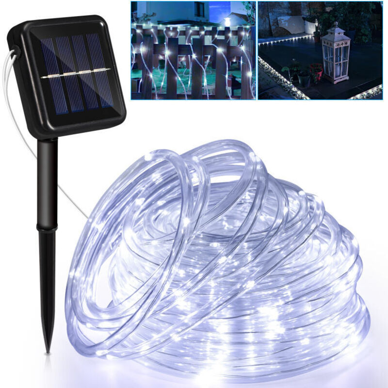 foto del prodotto swanew tubo flessibile per luce solare tubo flessibile per luce a led catena luminosa per esterni rete per luce bianca fredda 10m
