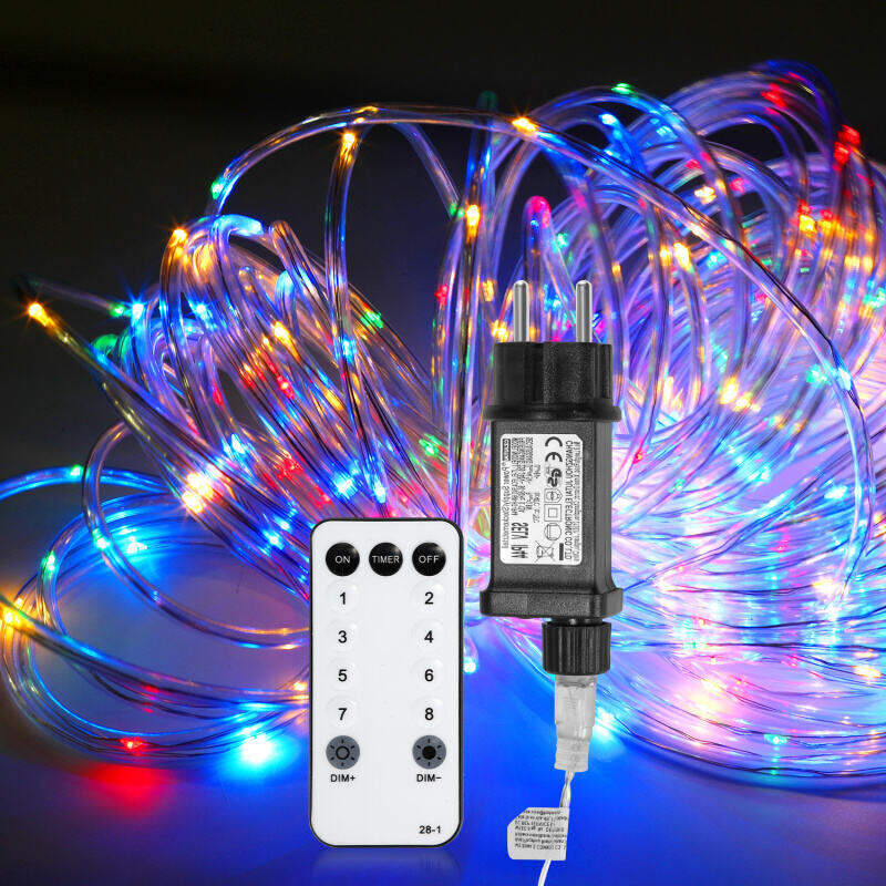 foto del prodotto swanew tubo luminoso a led con telecomando catena luminosa tubo luminoso da esterno interno rete luminosa wedding multicolour 30m