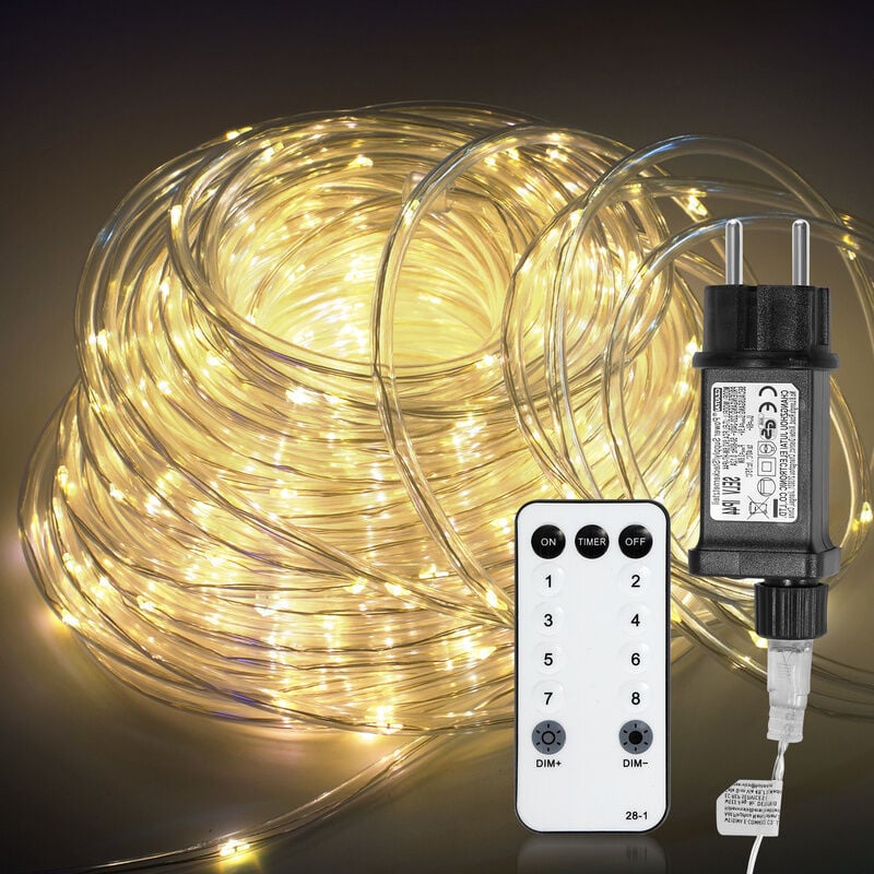 foto del prodotto swanew tubo luminoso a led con telecomando tubo luminoso a led per esterni interni tubo luminoso a catena giallo 10m