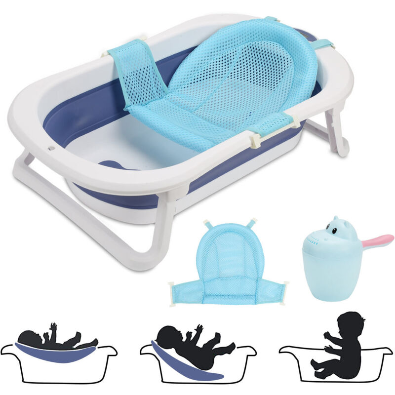 foto del prodotto swanew vasca da bagno pieghevole per bambini 83 cm vasca da bagno antiscivolo per bambini, blu