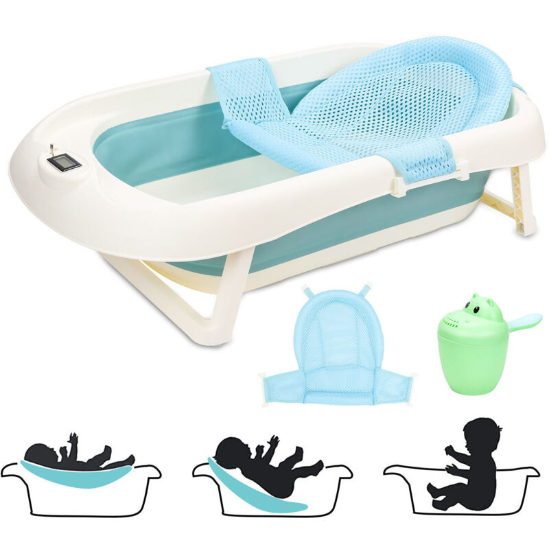 foto del prodotto swanew vasca da bagno pieghevole per bambini 83cm vasca da bagno antiscivolo per bambini, verde