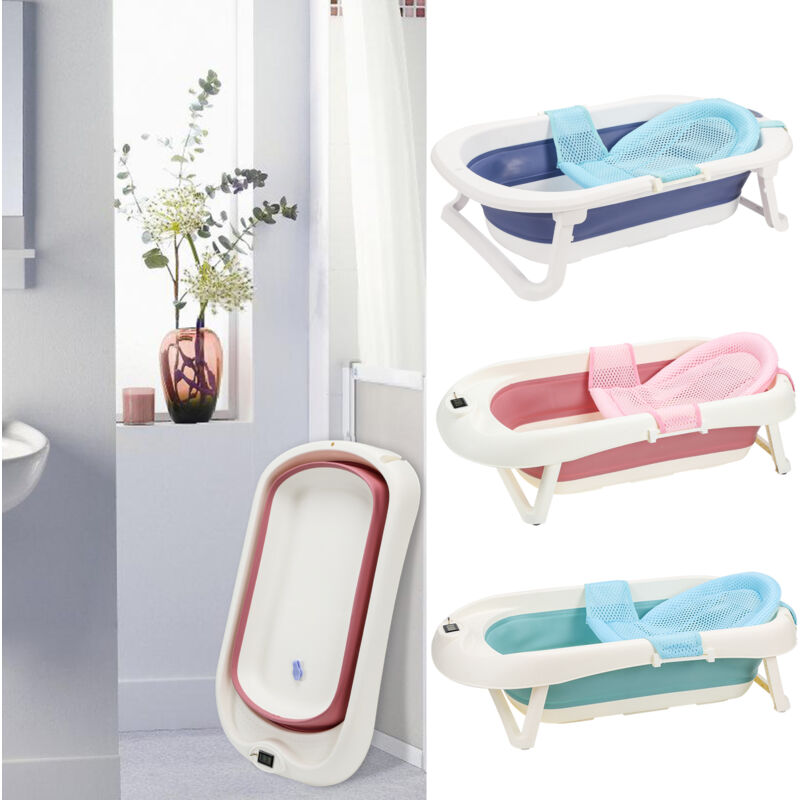 foto del prodotto swanew vaschetta da bagno per neonati vaschetta da bagno per neonati pieghevole sensore di temperatura, rosa