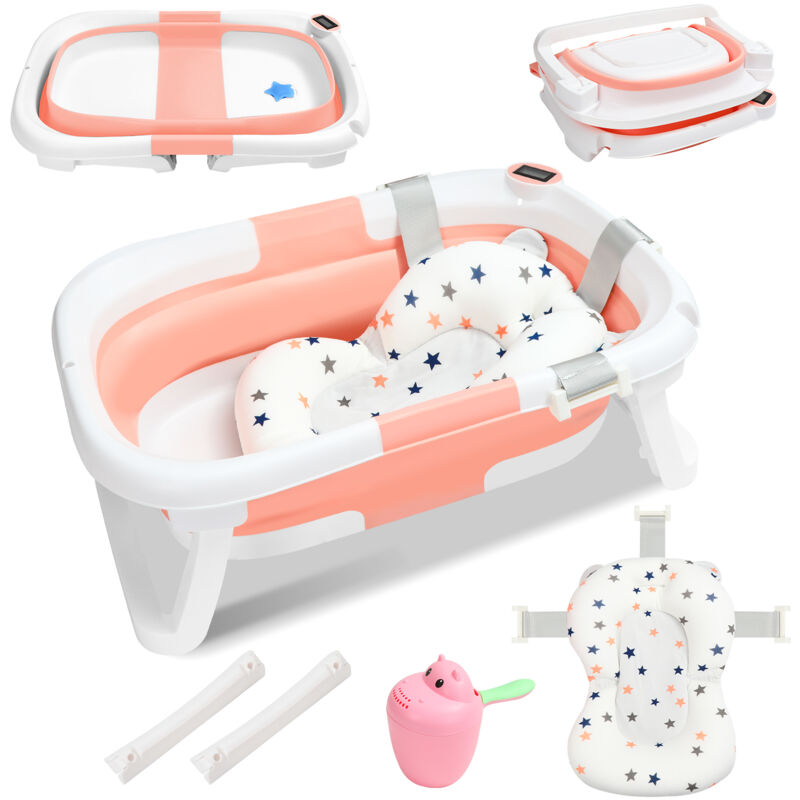 foto del prodotto swanew vaschetta per bagnetto pieghevole scalabile. vasca per bagnetto. cuscino per cuscino vasca da bagno pieghevole e portatile rosa