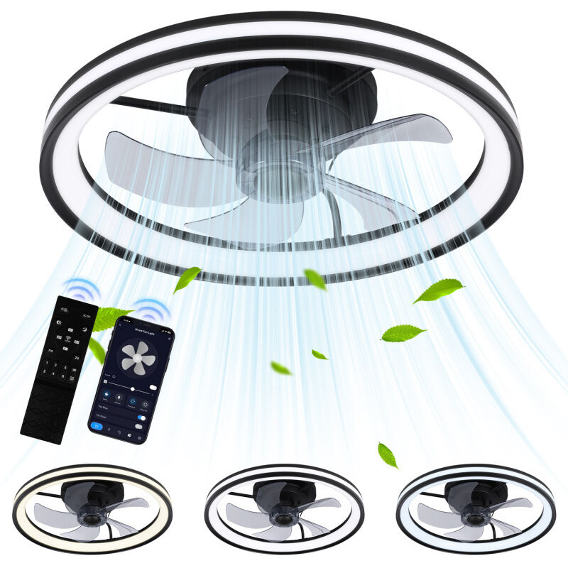 foto del prodotto swanew ventilatore a soffitto led con illuminazione e telecomando ventilatore dimmerabile 48cm