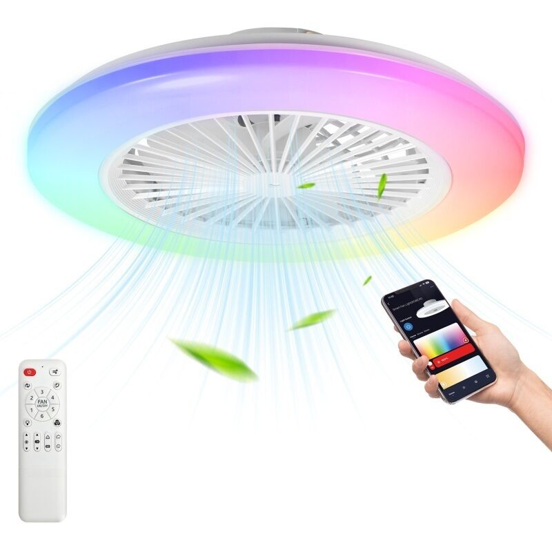 foto del prodotto swanew ventilatore a soffitto led con illuminazione e telecomando - ventilatore dimmerabile 49cm