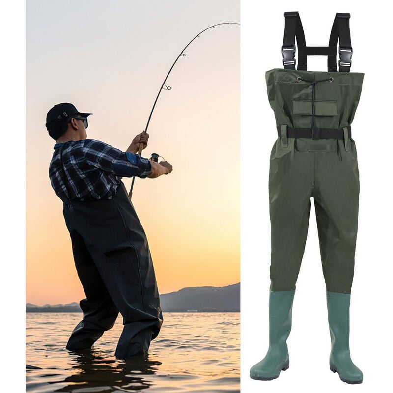 foto del prodotto swanew waders denari nylon pesce stagno pantaloni impermeabili pescatore stagno pantaloni in gomma con stivali 45 con gancio