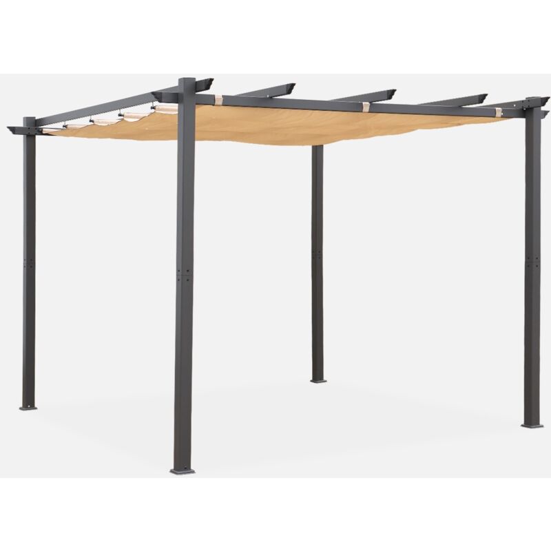 foto del prodotto sweeek 3x3m pergola, alluminio, copertura scorrevole