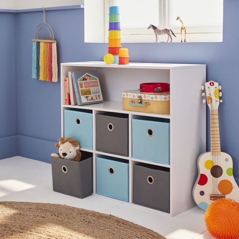foto del prodotto sweeek armadio contenitore per cameretta dei bambini con 6 cestini