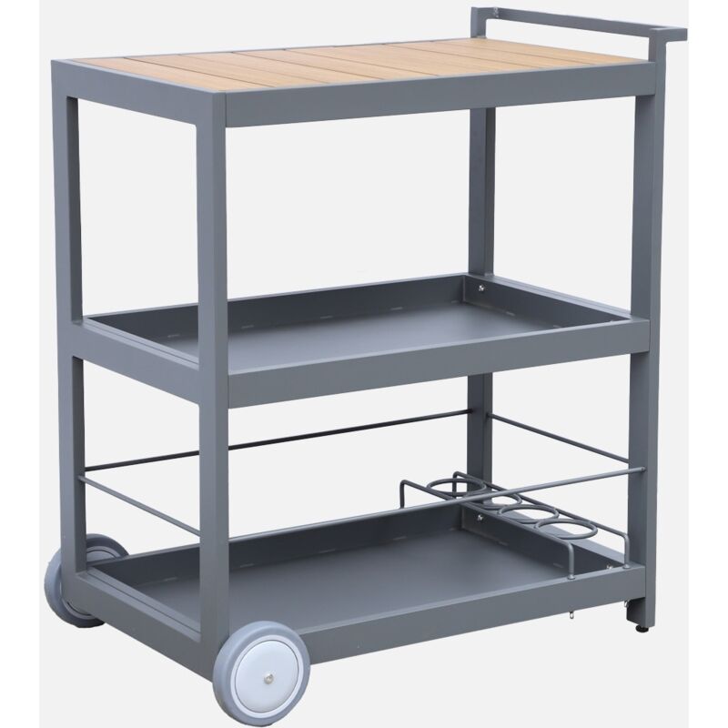 foto del prodotto sweeek carrello da cucina in alluminio con ruote e maniglia, 84cm