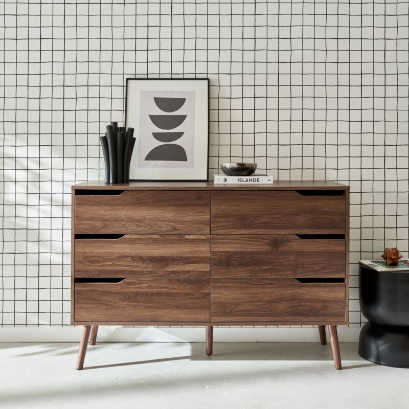 foto del prodotto sweeek cassettiera effetto legno, 6 cassetti