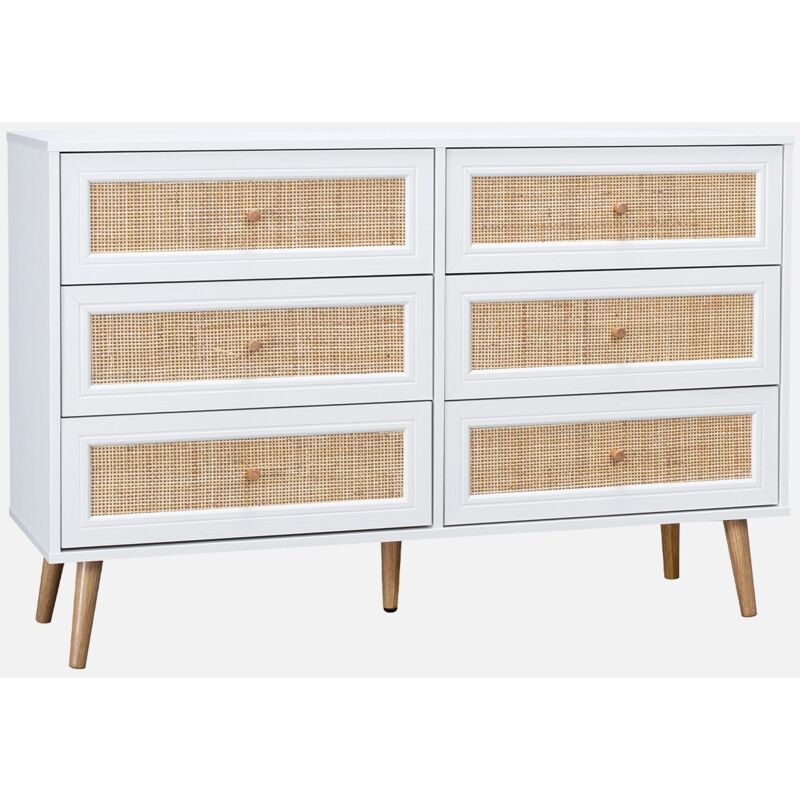 foto del prodotto sweeek cassettiera effetto legno e canna a 6 cassetti