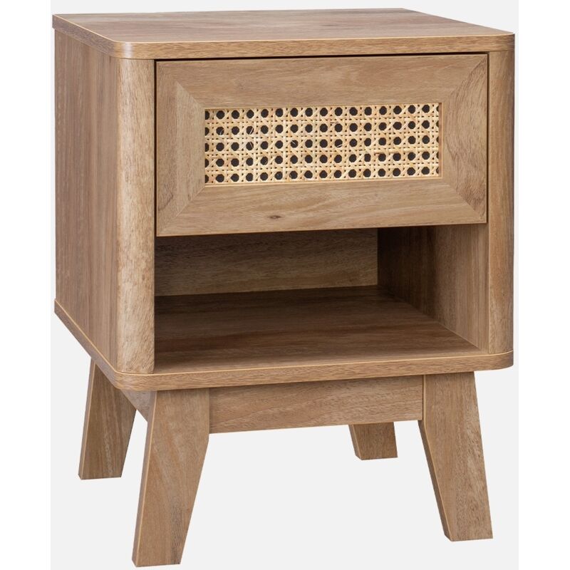 foto del prodotto sweeek - comodino con cassetto e nicchia, effetto legno e canna da zucchero