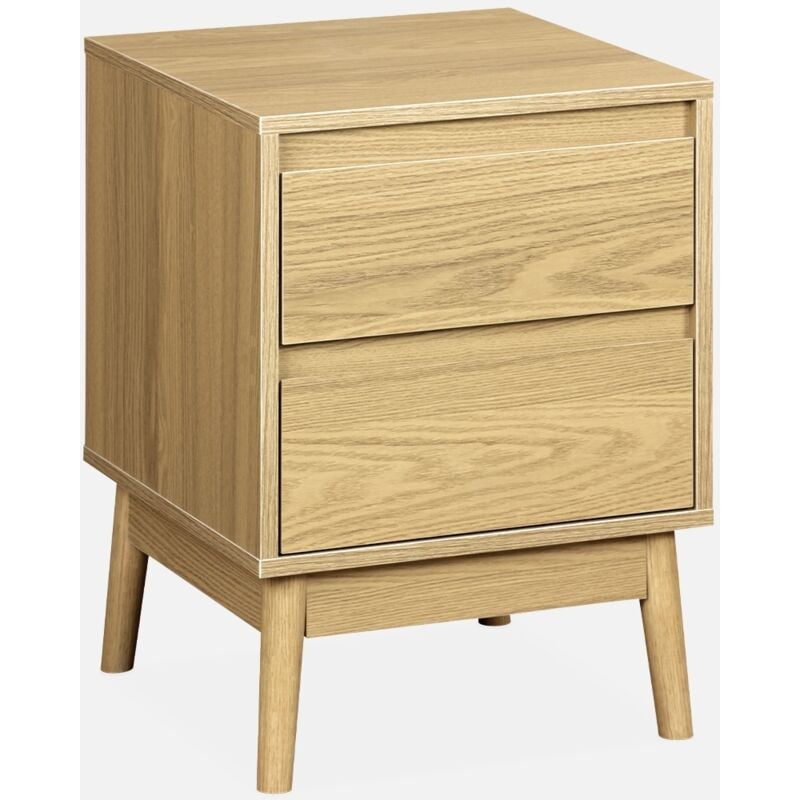 foto del prodotto sweeek comodino effetto legno con due cassetti