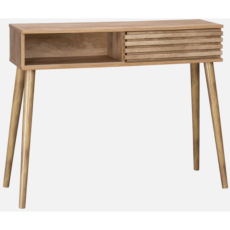 foto del prodotto sweeek consolle con 2 cassetti effetto legno naturale, 100cm