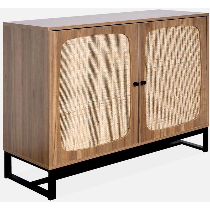 foto del prodotto sweeek credenza a 2 ante in canna e legno, 100cm