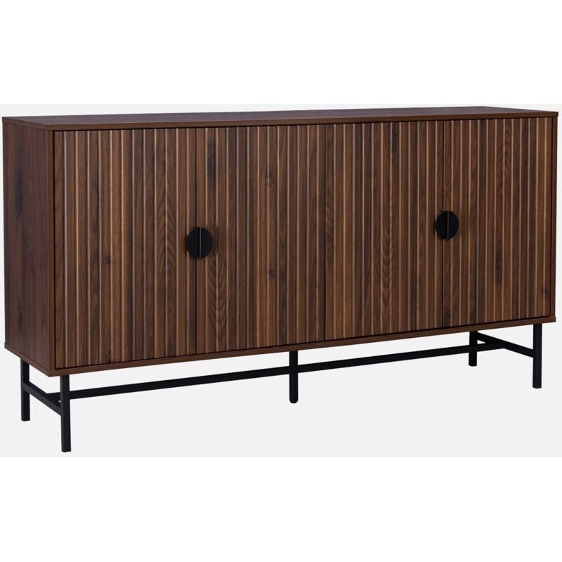 foto del prodotto sweeek credenza a 4 ante nera scanalata effetto legno, 157.5cm