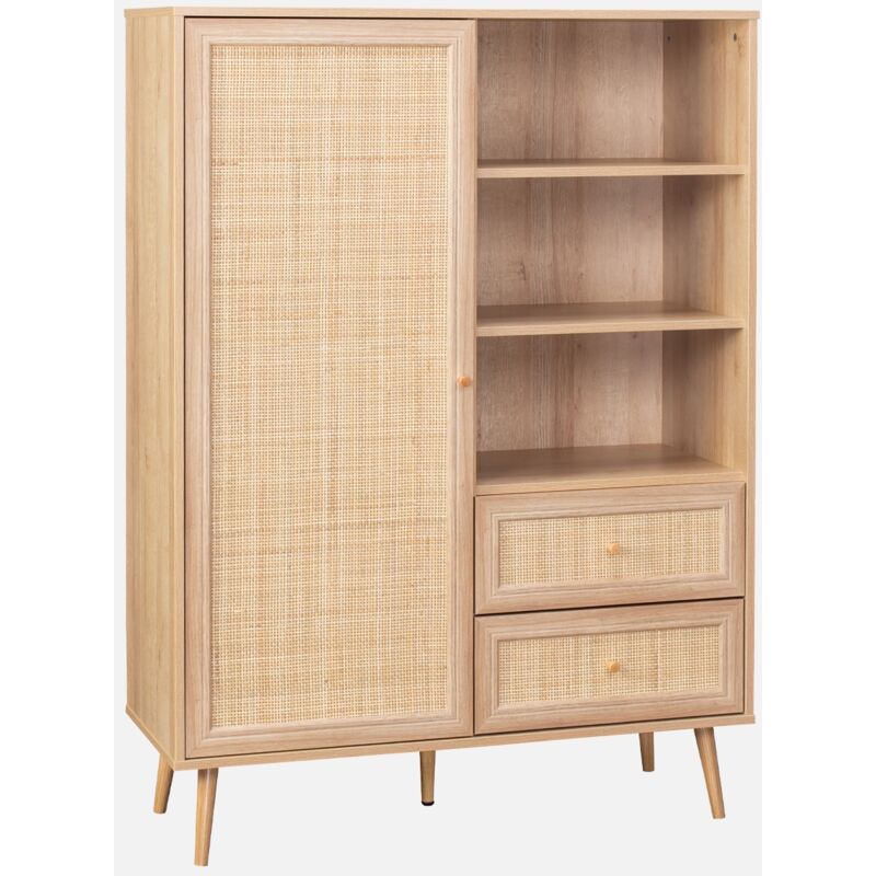 foto del prodotto sweeek credenza con decoro in canna e legno, 101.5cm