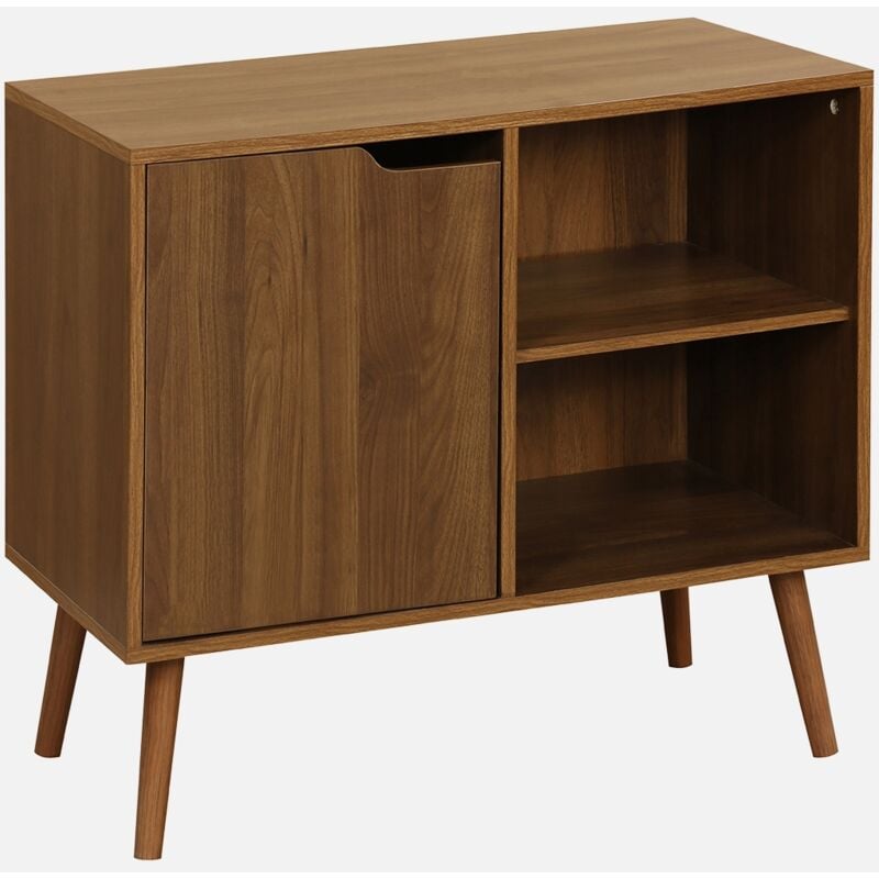 foto del prodotto sweeek - credenza effetto noce 1 anta, 2 ripiani, 80cm