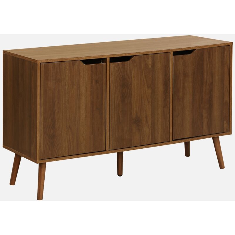 foto del prodotto sweeek credenza effetto noce con 3 ante e 3 ripiani, 120cm