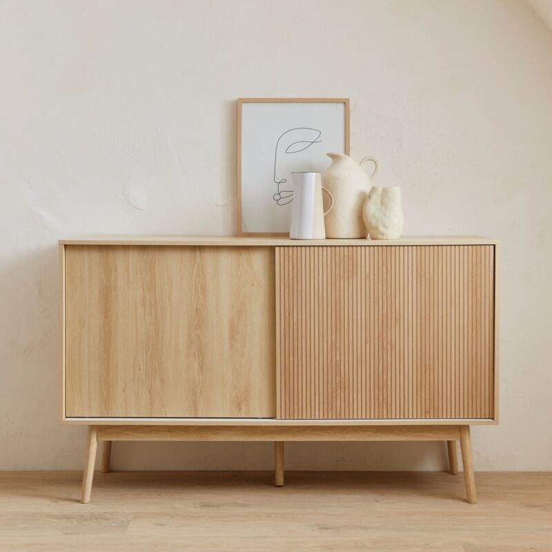 foto del prodotto sweeek credenza scandinava a 2 ante effetto legno, 150cm