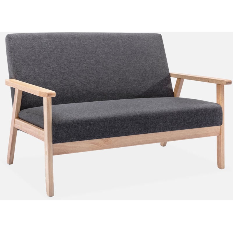 foto del prodotto sweeek divanetto a 2 posti in legno e tessuto, stile scandinavo salvaspazio