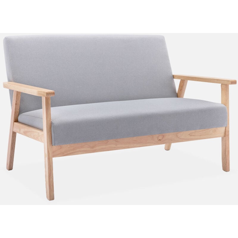 foto del prodotto sweeek divanetto a 2 posti in legno e tessuto, stile scandinavo salvaspazio