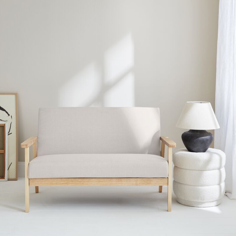 foto del prodotto sweeek divanetto a 2 posti in legno e tessuto, stile scandinavo salvaspazio