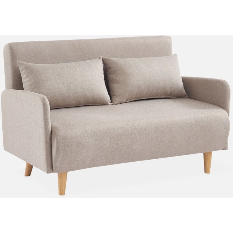 foto del prodotto sweeek divanetto letto clic clac 2 posti in tessuto, gambe in legno