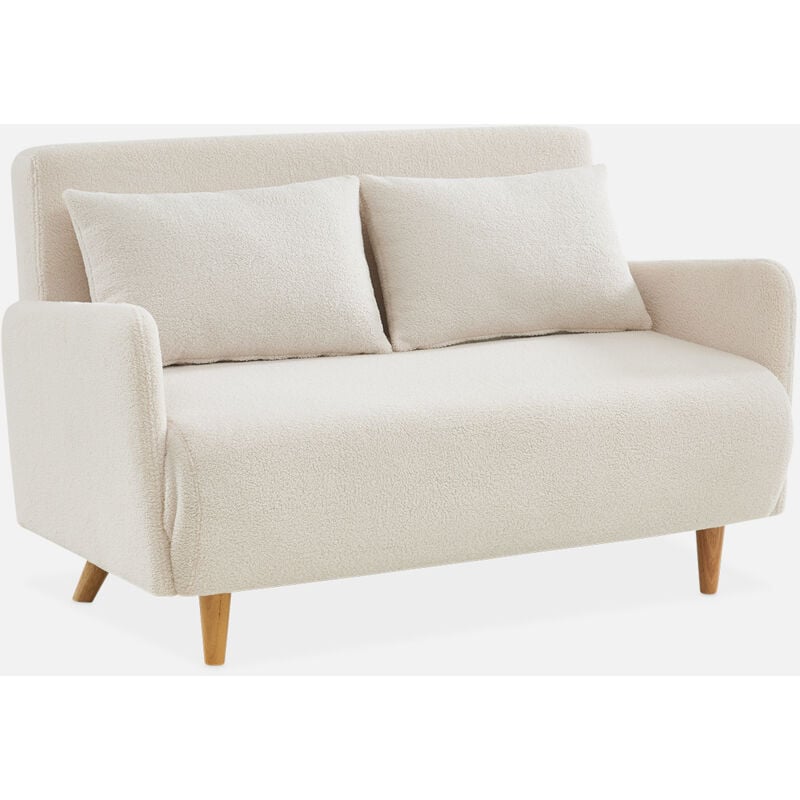 foto del prodotto sweeek divanetto letto in tessuto boucl , gambe in legno, 2 posti
