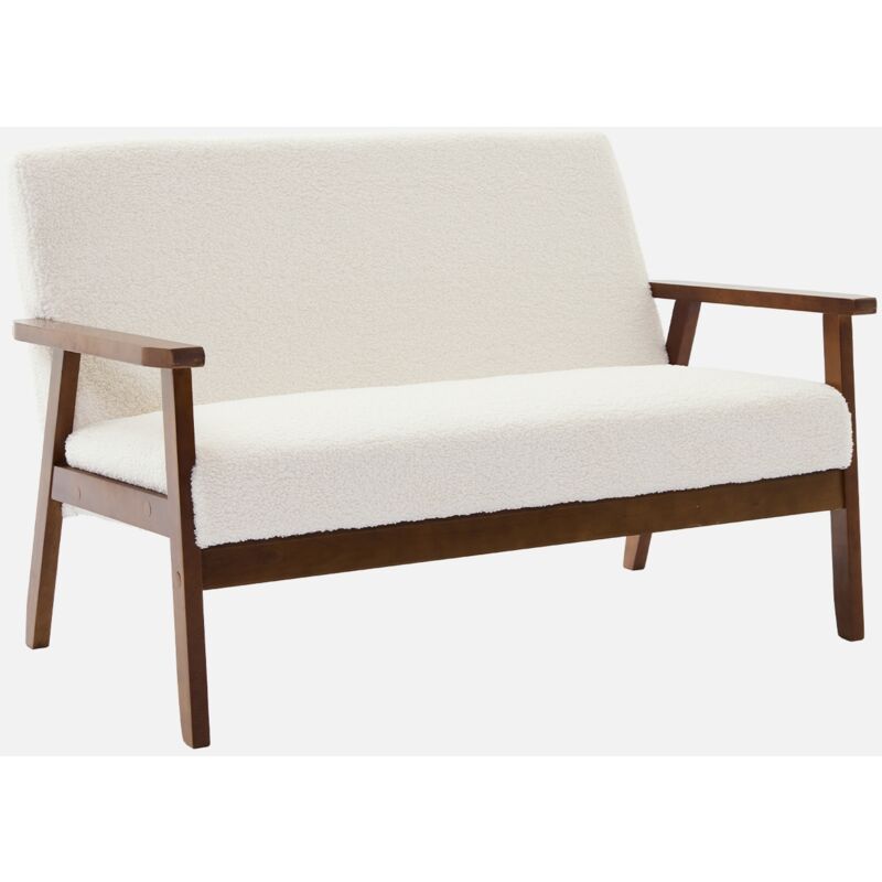 foto del prodotto sweeek divano panca tessuto boucl , gambe tinto noce chiaro a 2 posti