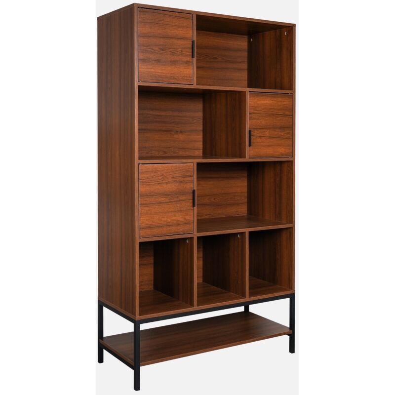 foto del prodotto sweeek libreria effetto legno tinto noce, 9 scomparti