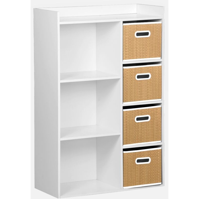 foto del prodotto sweeek libreria per bambini con 4 cestini in fibra vegetale