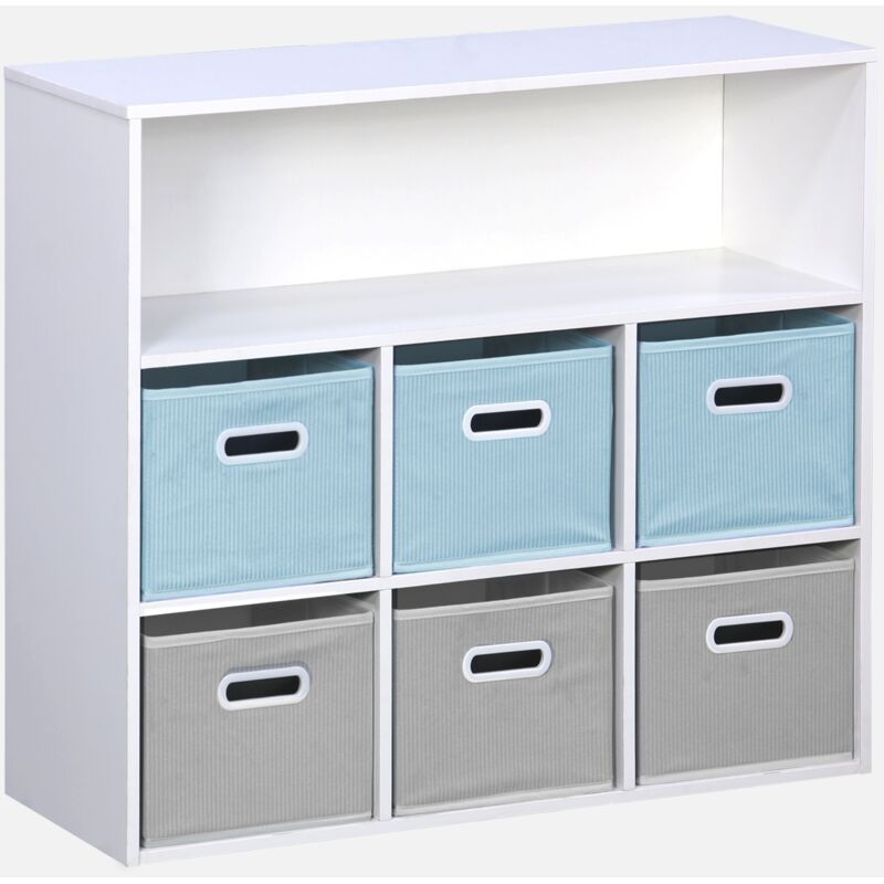 foto del prodotto sweeek libreria per bambini con 6 cestini in velluto